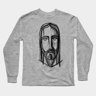 Jesus Christ face ink illustration Long Sleeve T-Shirt